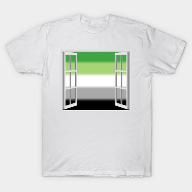 Window Opening to Aro Pride Flag T-Shirt by VernenInk